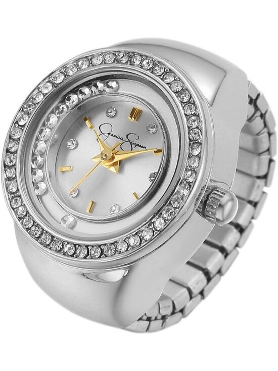 Stylish Adjustable Ring Watch with Crystal Bezel, Quartz Mini Dial & Stretch main image 7